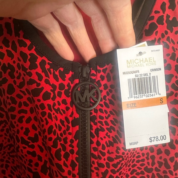 *FINAL* MICHAEL MICHAEL KORS Animal Print Zip-Front Sports Bra: RED: NWT: S - Picture 6 of 6